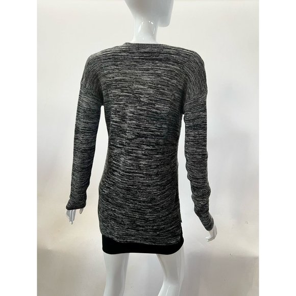 Ellen Tracy Womens Pullover Sweater Black Gray Melange Long Sleeve V Neck S - Picture 2 of 12